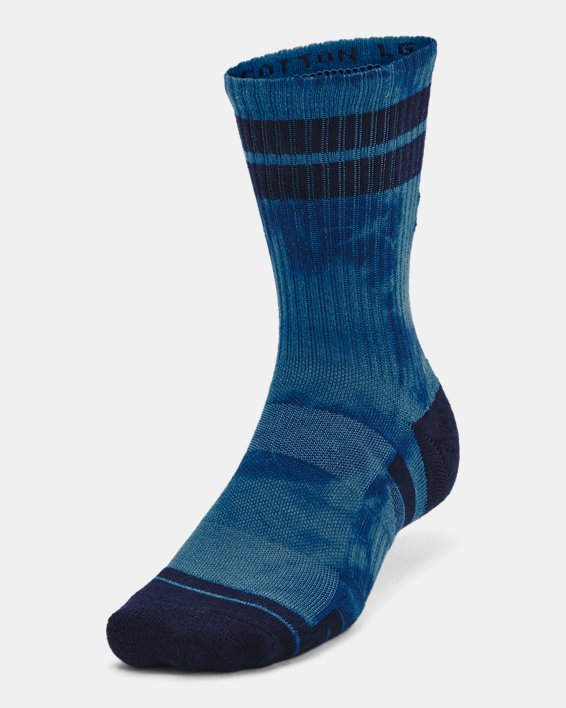 Unisex UA Performance Cotton 2 Pack Mid-Crew Socks in Blue image number 1